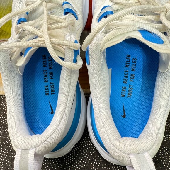 Nike React Miler Mens Running Shoes Size 7 White/Blue/Black - Picture 7 of 9